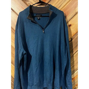 Men's Lands' End XXL Quarter Zip Blue Pullover Sweater-Pre Owned